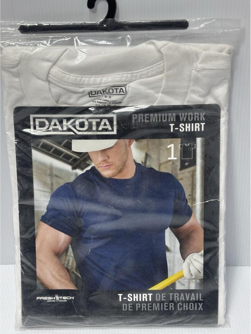 Dakota Premium Work T-Shirt Mens Medium White FreshTech Odor Control Heavy Duty